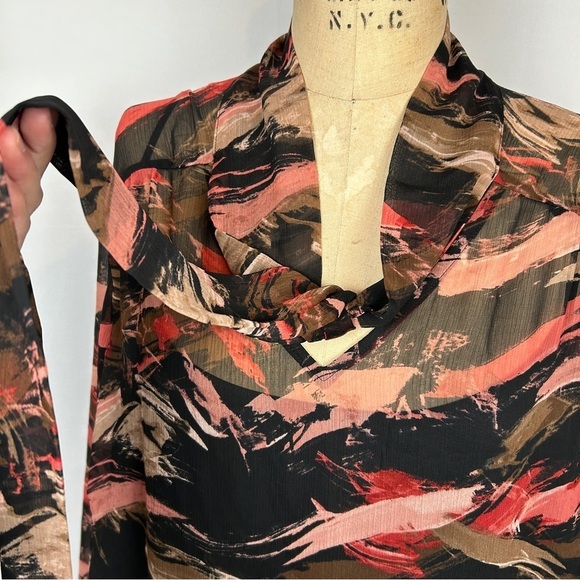 NEW EVRI Multicolor Black Fit & Flare Midi Dress with Bow Tie Plus Size 3X - Picture 6 of 17